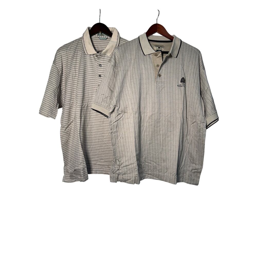La Costa Resort Golf Polo Shirt Bundle (2) Mens XL Tan Descente Cutter & Buck SS